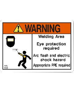 Welding Warning Sign: Eye Protection, Flash & Shock Hazard